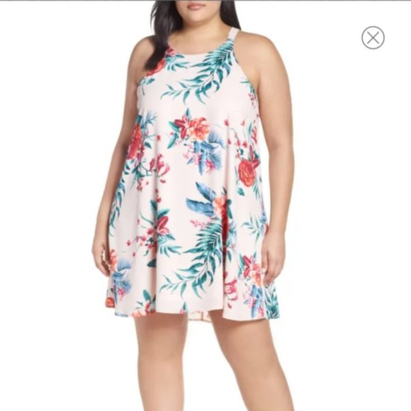 NWT Naples Pink Floral Swing Halter Dress - Picture 1 of 12
